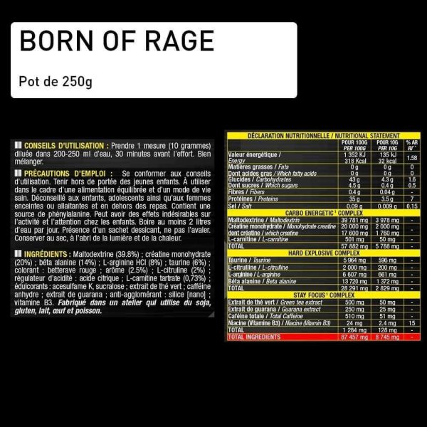 Born Of Rage - X2 = 50 Servings