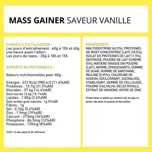 Mass Gainer Vanille 3kg